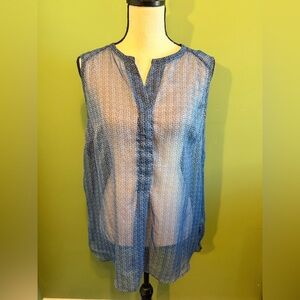 Sears Navy Sheer Sleeveless Blouse
